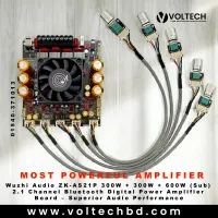 Wuzhi Audio ZK-AS21P 300W + 300W + 600W (Sub) 2.1 Channel Bluetooth Digital Power Amplifier Board | Voltech Electronics